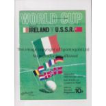 REPUBLIC OF IRELAND Programme for the home match v USSR 18/10/1972. Very good
