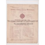 INSTITUTE OF BRITAIN CARRIAGE MANUFACTURERS 1898 Four page agenda for the Edinburgh Meeting 6-8/9/