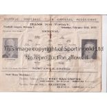 ARSENAL Home programme for the League match v Newcastle United 13/2/1926, creased. Fair to generally