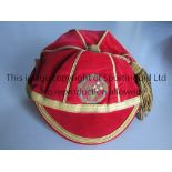 RED SPORTS CAP Red with gold braiding sports award cap with gold tassel. We are unable to