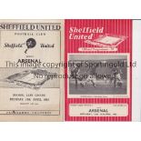 SHEFFIELD UNITED V ARSENAL 1954/5 Two programmes for the scheduled League match on 23/1/1955 which