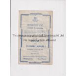 EVERTON Programme for the home Liverpool Senior Cup S-F v Tranmere 13/3/1946, horizontal folds,