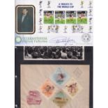 HUNGARY / FERENC PUSKAS A miscellany including a signed First Day Cover by Puskas, a 12" X 8" b/w