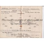 ARSENAL Programme for the home FA Cup match v West Bromwich Albion 14/1/1928, writing on page one