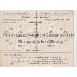 ARSENAL Programme for the home League match v Sunderland 20/11/1926, heavily creased and slightly