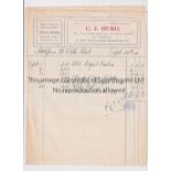TOTTENHAM HOTSPUR Two sheets from a ledger belonging to C.J.Hurd, who were printers, relating to