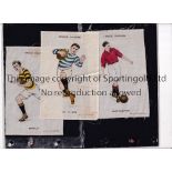 FOOTBALL SILKS Nine, eight 6" X 4" silks issued by BVD Cigarettes including Southend Utd., Leicester