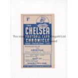 CHELSEA V ARSENAL 1948 Programme for the Combination Cup tie at Chelsea 31/3/1948. Very good