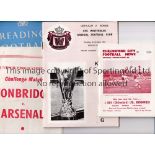 ARSENAL Five away programmes v Reading 3/4/1957 Southern Floodlight Cup S-F, Swansea Town 25/1/1958,