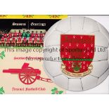 ARSENAL Eleven Christmas cards from 1973 - 1991 including, 6 of which are official Board of