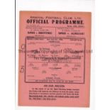 ARSENAL Single sheet programme for the home FL South match v West Ham United 21/10/944, team changes
