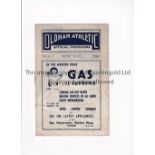 OLDHAM ATHLETIC V BARROW 1946 Programme for the FL Cup Qualifying tie at Oldham 23/2/1946,