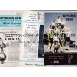 TOTTENHAM HOTSPUR Fifty six programmes including homes 1960/1 v WBA Championship issue, complete set