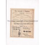 THE CASUALS V CLAPTON 1929 Single sheet programme for the Casuals home Isthmian League match 7/9/