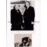 WINSTON CHURCHILL Two b/w photos: 8" X 6" Press with stamp and paper notation on the reverse talking