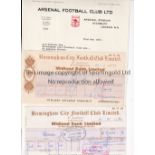 GEORGE JOHNSTON / ARSENAL TO BIRMINGHAM CITY Five items relating to the transfer of Johnston from