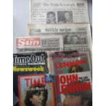 JOHN LENNON Nine original newspapers and magazines relating to his assassination and funeral. Good