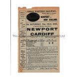 RUGBY UNION 1905 NEWPORT V NEW ZEALAND ALL BLACKS An original railway handbill for the game at