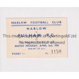 FULHAM Ticket for the Alfred David Memorial Ground 2/4/1956 away v Marlow FC. Very good
