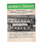 HIBERNIAN V LEITH ATHLETIC 1950 Programme for the League Cup tie at Hibs 15/8/1950, score on the