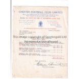 CHESTER F.C. Two signed letters, 17/8/1934 by Secretary-Manager Charles Hewitt and 30/7/1936 by