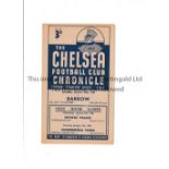 CHELSEA Programme for the home FA Cup tie v Barrow 10/1/1948 FA Cup. Good