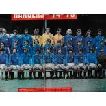 GLASGOW RANGERS 1974/5 AUTOGRAPHS A signed double page colour team group signed by 26 players.