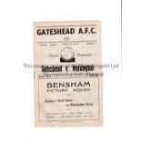 GATESHEAD V WORKINGTON / FIRST SEASON WORKINGTON Programme for the match at Gateshead 13/10/1951