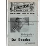 RUGBY UNION NEW ZEALAND 1888 to 1936 Large 48 page brochure covering the All Blacks tour of the