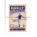 CHELSEA Programme for the away League match v Burnley 6/12/1948, slightly creased and staple