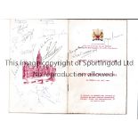 1966 WORLD CUP / AUTOGRAPHS Menu for the Reception in Nottingham Town Hall 9/7/1966 to welcome
