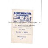 PORTSMOUTH Programme for the Trial Match, Blues v Reds 12/8/1950, slight horizontal crease.