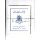 1966 WORLD CUP Handbook and map for Sheffield. Very good