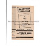 FALKIRK V THIRD LANARK 1950 Programme for the League match at Falkirk 21/1/1950, very slightly