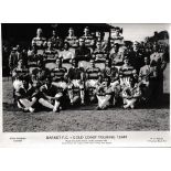 BARNET V GOLD COAST TOURING TEAM 1951 An 11" X 10" b/w joint team group of all of the players an