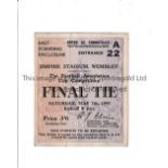 1955 FA CUP FINAL Ticket for Manchester City v Newcastle United, slightly creased and slight mark on