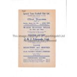 IPSWICH TOWN V LUTON TOWN 1947 Programme for the Football Combination match at Ipswich on 4/1/47.