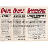 CHARLTON ATHLETIC Thirteen programmes for the 1952/3 season: 8 homes v Wolves, Derby, Cardiff,