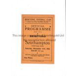 BRENTFORD Programme for the home FL South match v Southampton 11/11/1944, slightly creased and