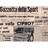 1967 FAIRS CUP BOLOGNA V LEEDS UNITED Match played 22/3/1967 at Stadio Comunale, Bologna. Issue of