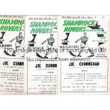 SHAMROCK ROVERS Five home programmes v Waterford 12/12/1954, scores entered, Dundalk 18/9/1954,