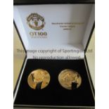 MANCHESTER UNITED Two boxed coins for commemorate 100 years at Old Trafford, OT100 Manchester United