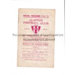 CLAPTON V NUNHEAD 1927 Programme for the League match at Clapton v Nunhead 5/3/1927, heavily