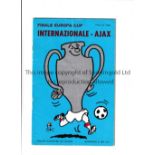 1972 EUROPEAN CUP FINAL Programme for Ajax v Inter Milan in Rotterdam, vertical crease. Generally