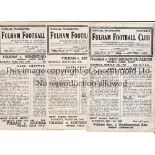 FULHAM Six home programmes in season 1945/6 v WBA, Arsenal, Birmingham, Newport, Millwall and