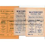 WATERFORD Six home programmes v Cork Ath. 8/3/1953, Sligo Rovers 21/3/1954, Limerick 21/8/1955,