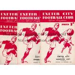 EXETER CITY Four home programmes in season 1950/1 v Norwich, Swindon FA Cup, Watford, staples