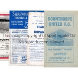 NORWICH CITY Four away programmes for Cup tie: FA Cup v Scunthorpe United 60/1 and Single sheet v