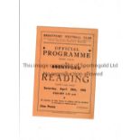 BRENTFORD Programme for the home FL South match v Reading 28/4/1945, slightly creased. Generally