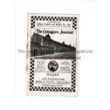 FULHAM Programme for the home League match v Southampton 10/10/1936, staples rusted away.